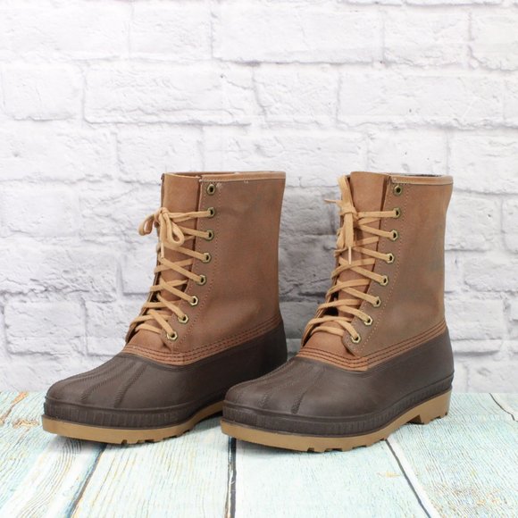 Sorel Brown Leather Lace Up Insulated Ankle Winter Duck Boots Size 11 - Picture 2 of 9